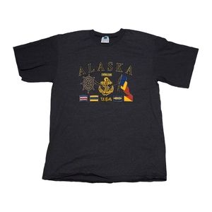 Vintage 90s Alaska Striped Made In USA T Shirt